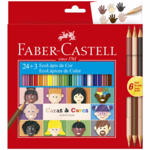 Lápis de cor 24 cores + 6 tons de pele Caras e Cores 120124CC Faber-Castell