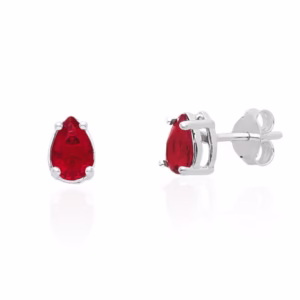 Brincos prata 925 gota zirconia galeria vermelho