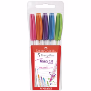 Caneta esferográfica Trilux Colors 032/ESC com 5 unidades Faber-Castell