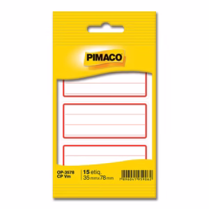 Etiqueta escolar com pauta e tarja vermelha OP3578 com 15 unidades Pimaco