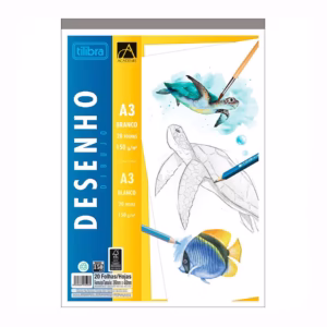 Bloco desenho branco A3 150g com 20 folhas Tilibra