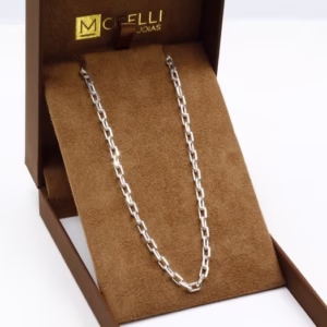 Corrente cordão de prata 925 masculino malha cartier cadeado 70cm