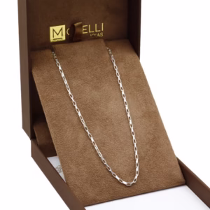 Corrente De Prata 925 Masculina 70cm veneziana alongada elo quadrado Sem Pingente