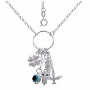 Colar Patuá sorte prata 925 olho grego