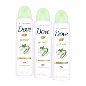 Kit com 3 Desodorantes Antitranspirantes Aerosol Dove Go Fresh Pepino e Chá Verde 150ml cada