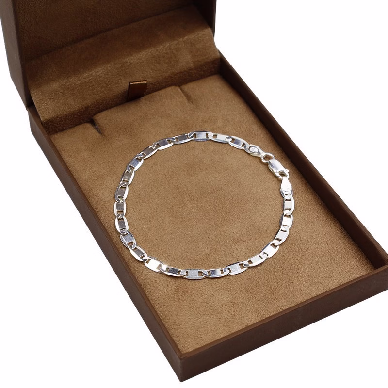 Pulseira de prata 925 piastrine grossa 4,3mm diamantada 21cm - Imagem 2