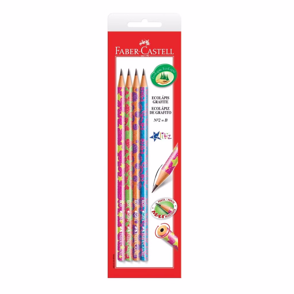 Lápis preto Glitz SM/935GLIN com 4 unidades Faber-Castell