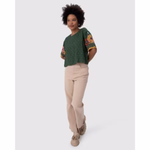 Blusa Feminina Manga Curta Estampada Em Viscose