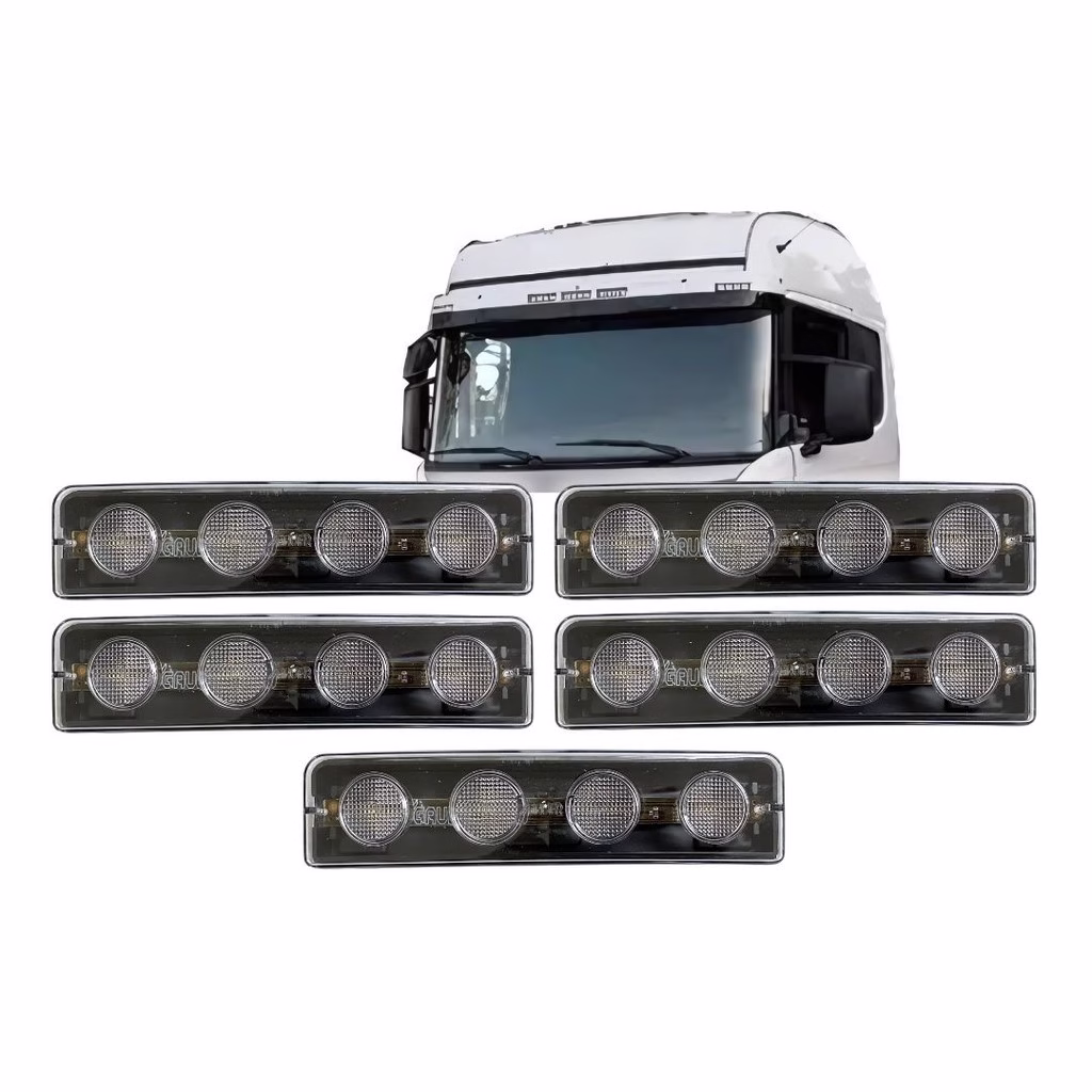 Kit 5 Lanternas Tapa Sol Para Scania S5 Full Led Lanterna Quebra Sol Scania Todos Modelo com Led