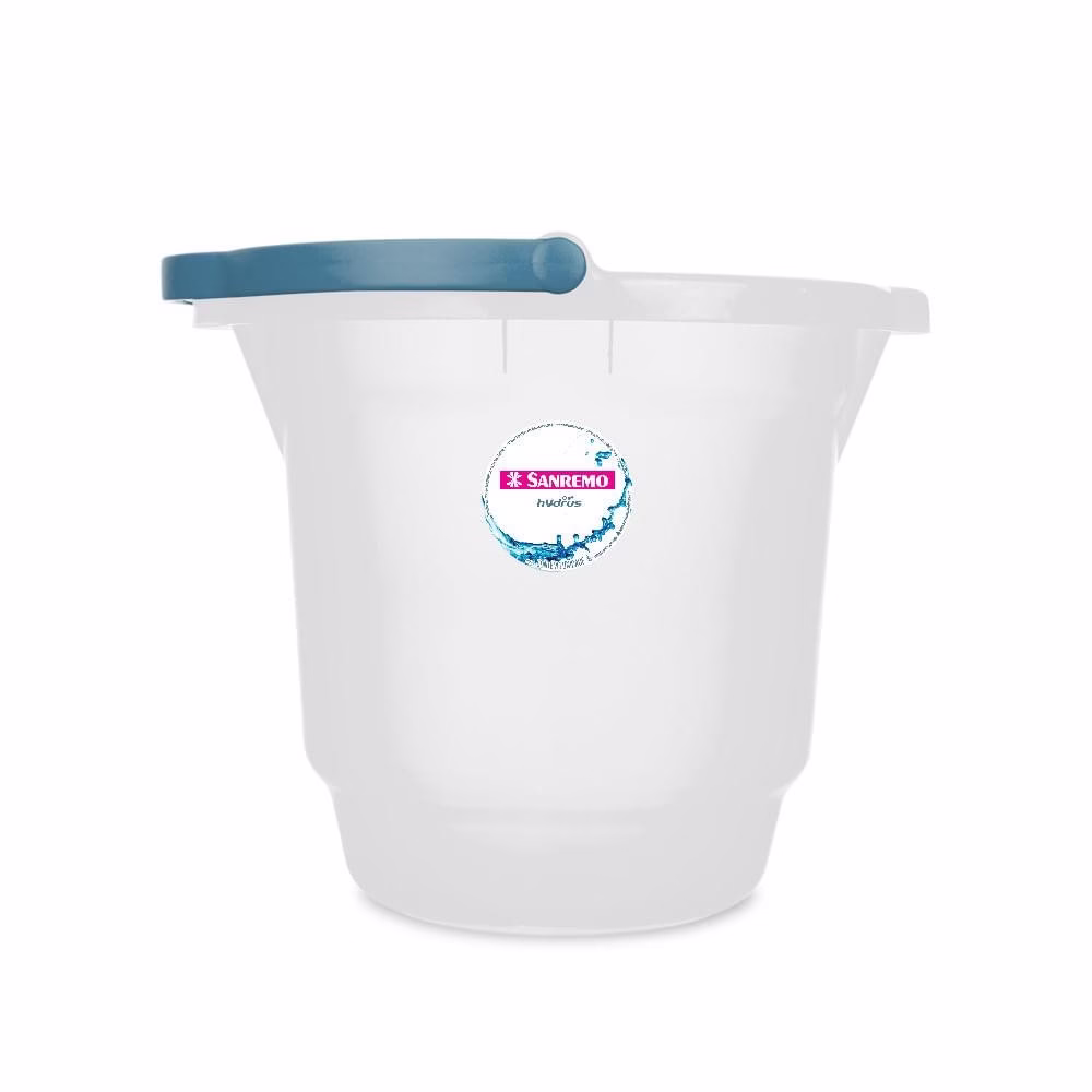 Balde Plástico Transparente com Alça 15L Hydrus Sanremo