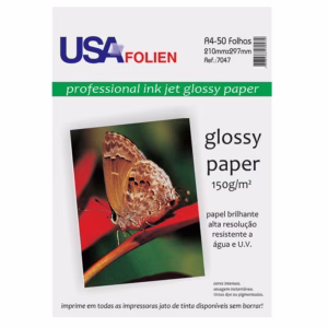 Papel fotográfico glossy paper A4 150g com 50 folhas 7047 Usa Folien