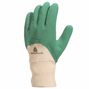 Luva de algodão revestida em látex corrugado verde D. Plus G