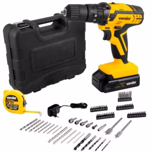 Furadeira parafusadeira de impacto 3/8" a bateria 12V + Kit com 74 acessórios - PFV 074