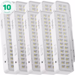 Kit 10 Luminárias de emergência 30 Leds branca - Elgin