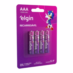 Pilha Recarregável Aaa Palito 1000mah Elgin Blister C/4 Unid