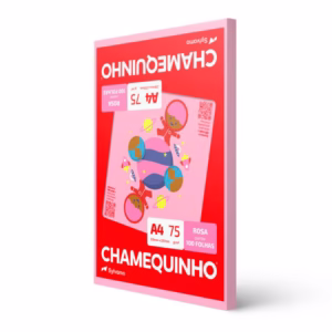Papel sulfite A4 75g Rosa 210x297 com 100 folhas Chamequinho