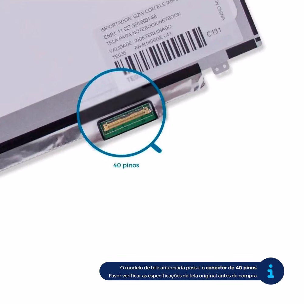 Tela 14" LED Slim Para Notebook Dell Inspiron 14R 3421 | Brilhante - Imagem 2