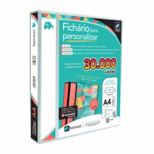 Fichário revestido com cristal A4 Branco 40mm 241 com 4 argolas Hemon