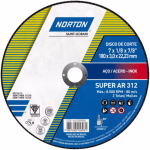 Disco de corte para metal 7 x 1/8 x 7/8pol - AR312 - Norton