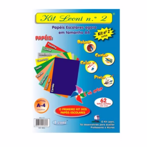 Kit Leoni papéis escolares A4 NR2 com 62 folhas Leoni