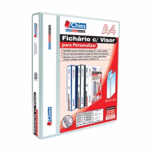 Fichário revestido com cristal A4 branco 40mm 1711 com 2 argolas Chies