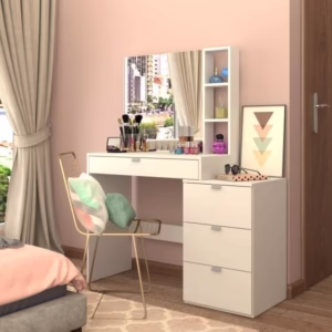 Penteadeira Camarim com Espelho 4 Gavetas 3 Nichos Branco