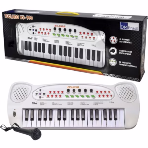 Teclado De Brinquedo Com Microfone Branco Dmt5386 Dmtoys
