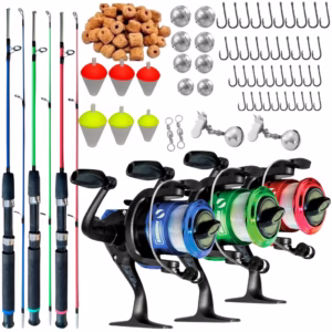 Kit De Pesca Completo Barato 3 Vara 3 Molinete E Acessórios