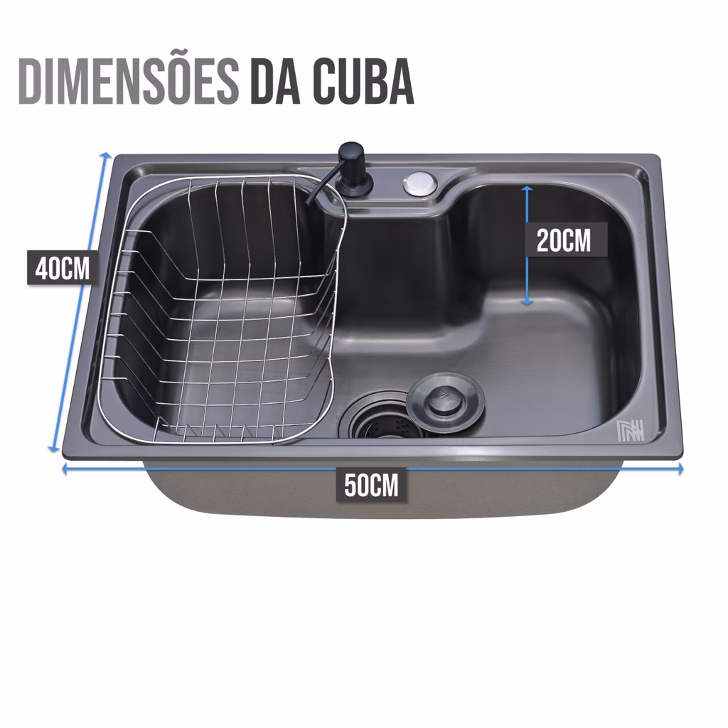 Cuba Cozinha Gourmet Pia Aço Inox Preta Acessórios Embutir - Imagem 2