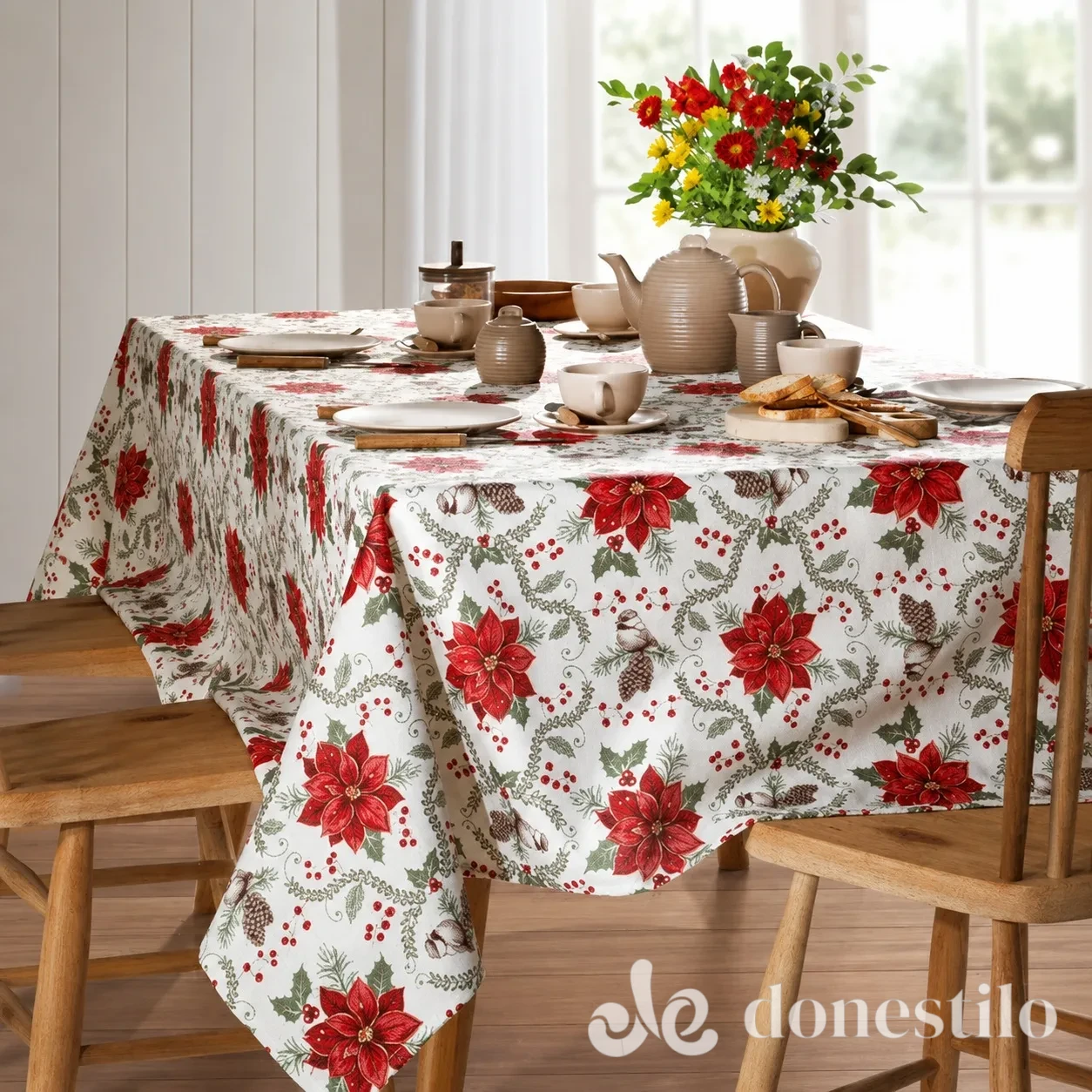 Toalha de Mesa Retangular Celebra Döhler 160×270 m 8 Lugares Natal 128 Toalha de Mesa Retangular Döhler Celebra Natal 128 1,60 x 2,70 m – 8 Lugares