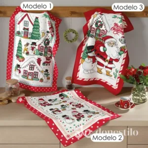 Pano de Copa Prata Estampado Döhler 45X65cm Natal 118