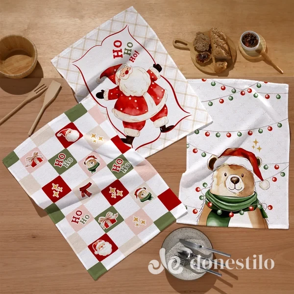 Pano de Copa Prata Estampado Döhler 45X65cm Natal 129 Pano de Copa Prata Estampado Döhler 45X65cm Natal 129
