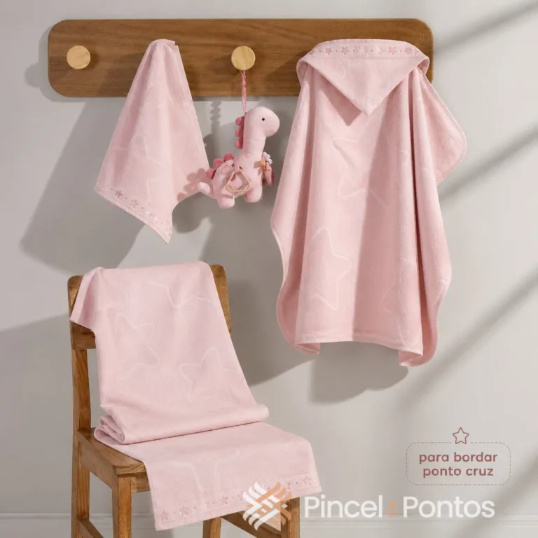 Toalha com Capuz Döhler Baby Star 90X70 cm para Bordar Ponto Cruz em São Paulo SP