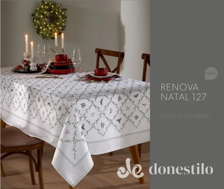 Toalha de Mesa Döhler Clean Renova Estampado Digital 140x140m Natal 127 em Cuité PB