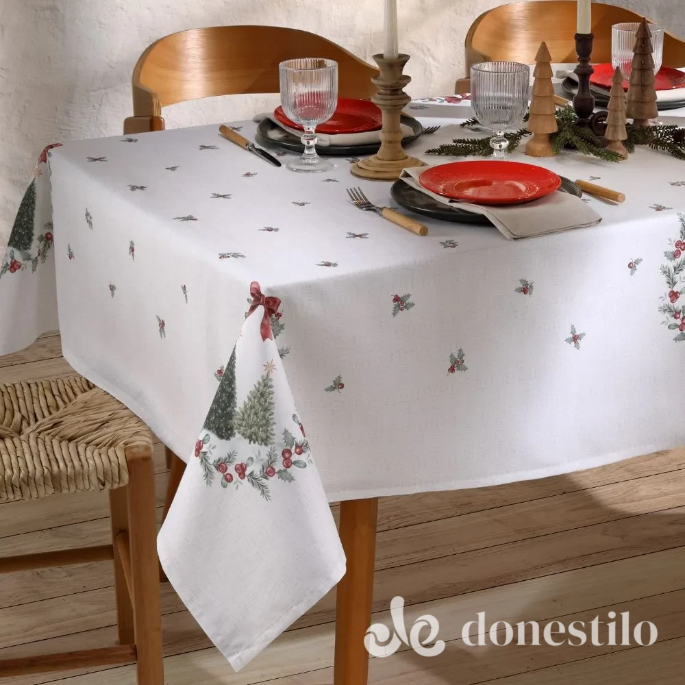 Toalha de Mesa Quadrada 8 lugares Natal 126 Renova 1,80m x 1,80m Döhler Toalha de Mesa Quadrada 8 lugares Natal 126 Renova 1,80m x 1,80m Döhler